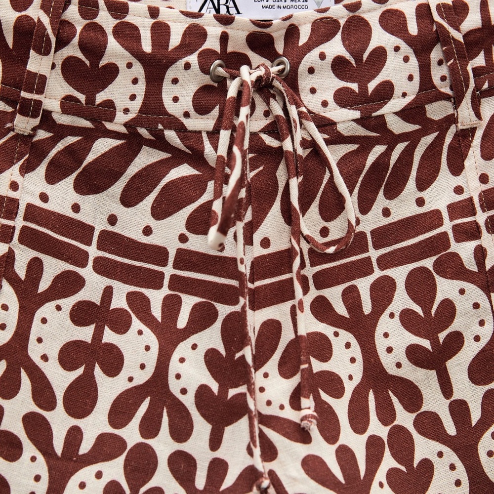 FIRM PRICE ⭐️Zara Printed Linen Blend Short & Top Set 2 Pc - Picture 9 of 9